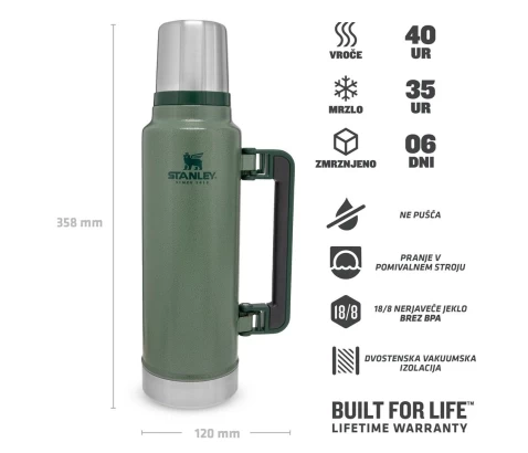 Stanley Classic Bottle 1,4L 	Hammertone Zelena, Steklenica